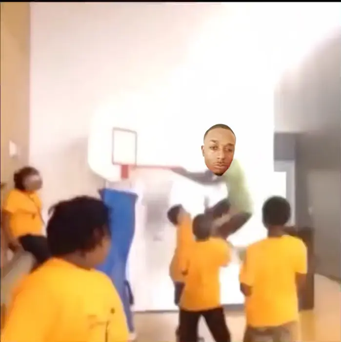 tall dude plays basketball with kids meme | image tagged in memes | made with Piñata Farms meme generator