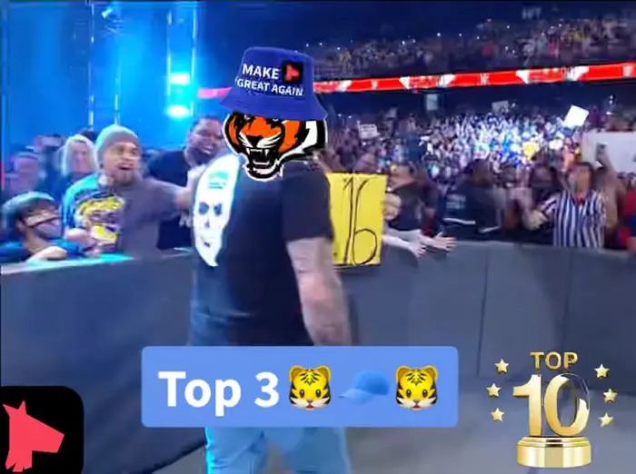 “Stone Cold” Kevin Owens entrance on Raw (part 2) meme | Back in the top 3🏆🐯🧢🐯 #mpga #leaderboard #pinatafarms #pinatawar #topusers #funny #thepeoplesboard #magamemes17 #mghsow | image tagged in memes: funny, leaderboard, magamemes17, mghsow, mpga, pinatafarms, pinatawar, thepeoplesboard, topusers, wwe | made with Piñata Farms meme generator