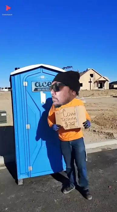 A man doing a Covid test in a smelly toilet meme | image tagged in memes | made with Piñata Farms meme generator