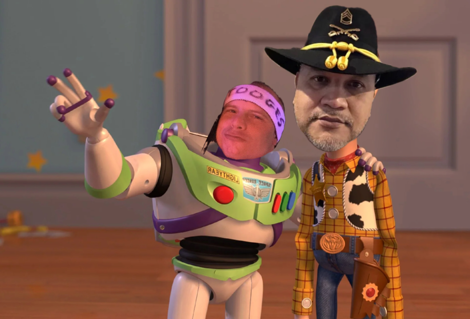 Buzz showing woody something meme | image tagged in memes | made with Piñata Farms meme generator