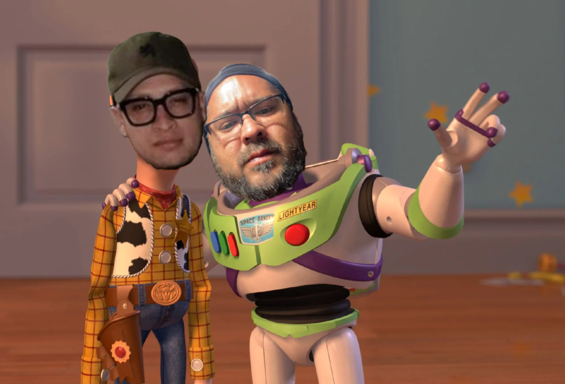 Buzz showing woody something meme | image tagged in memes | made with Piñata Farms meme generator