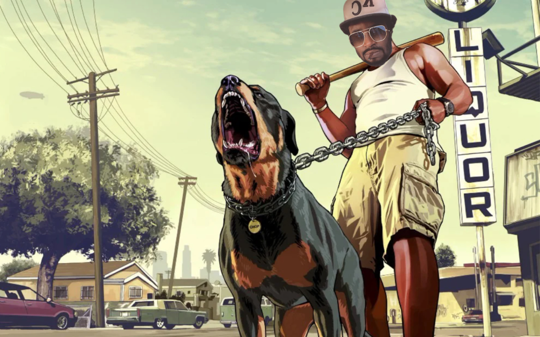 gta dog on a leash meme | GTAV | image tagged in memes | made with Piñata Farms meme generator