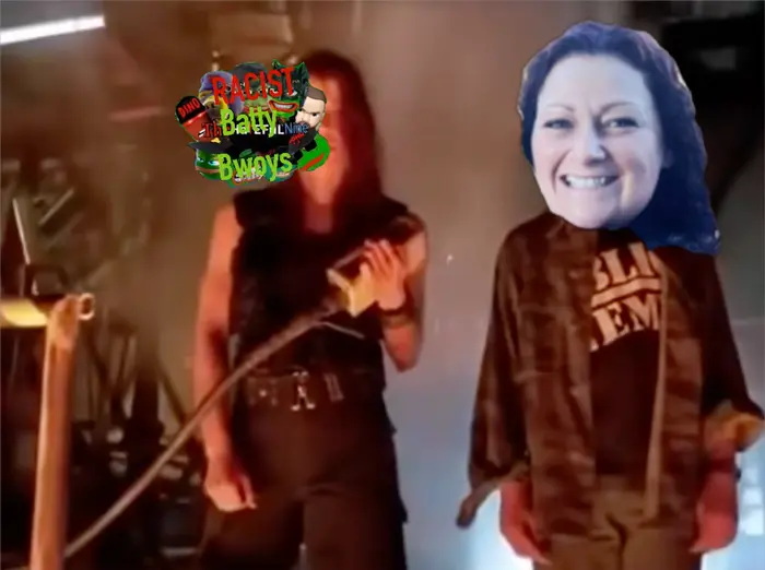Sarah and John Connor watching Gollum falling meme | @butteredfresh Picasso @patriotnamedben | image tagged in memes | made with Piñata Farms meme generator