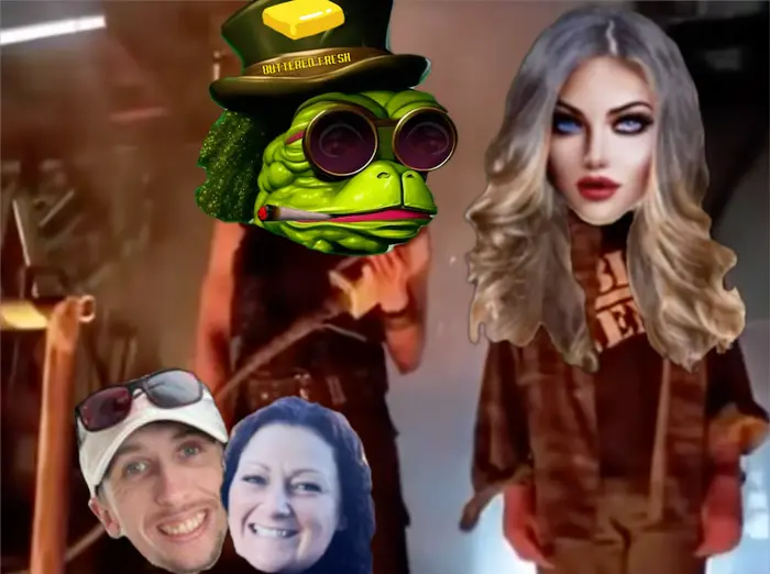 Sarah and John Connor watching Gollum falling meme | I like it @butteredfresh | image tagged in memes | made with Piñata Farms meme generator