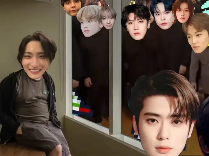 Guy looking at the party behind the window meme | NCT Team | image tagged in memes | made with Piñata Farms meme generator