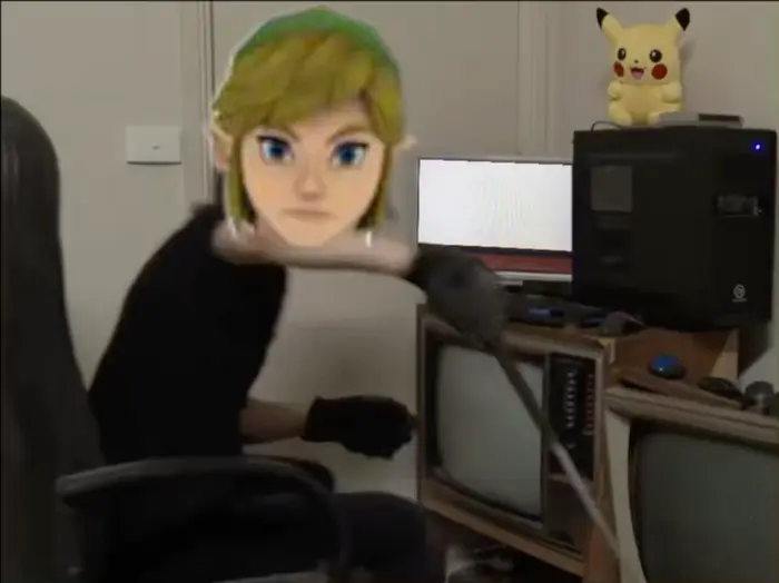 Angry Gamer Destroys Gaming Computer meme | Link looks at a performance in delta rune from r o u x l s | image tagged in memes | made with Piñata Farms meme generator