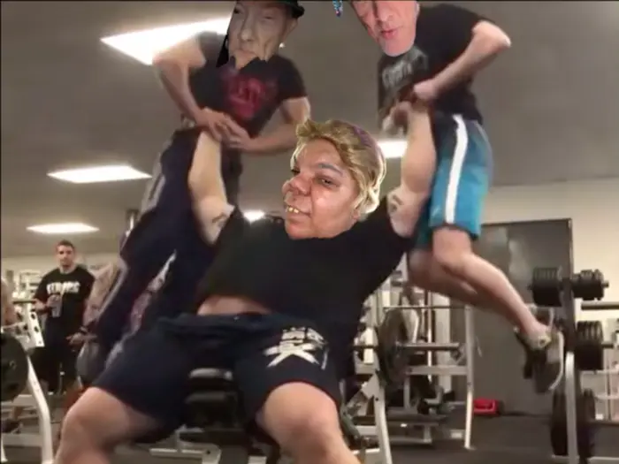 Eddie Hall Bench Pressing Two Men meme | image tagged in memes | made with Piñata Farms meme generator