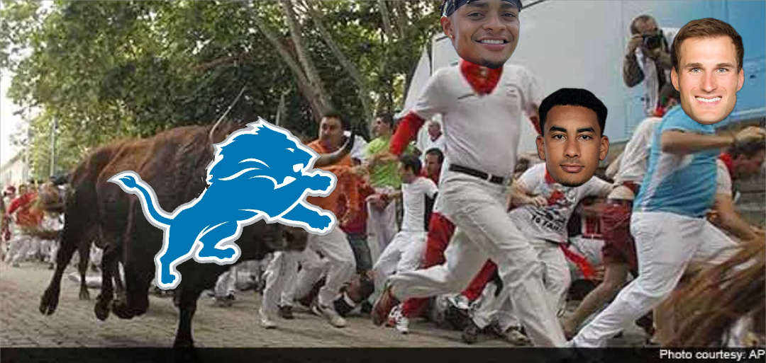 Stampede meme | Actual depiction of the Lions winning the NFC North this season!! #lions #Bears #vikings #packers | image tagged in memes: bears, lions, packers, vikings | made with Piñata Farms meme generator