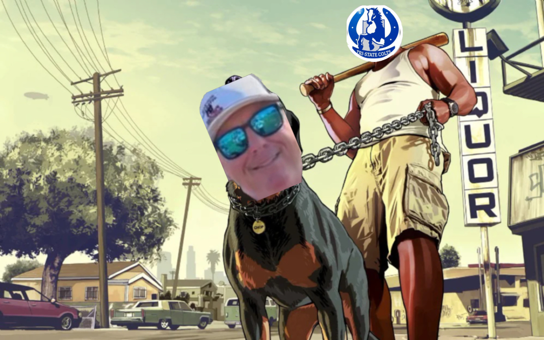 gta dog on a leash meme | image tagged in memes | made with Piñata Farms meme generator