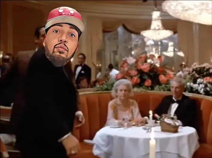 drunk Tony Montana at the restaurant meme | image tagged in memes | made with Piñata Farms meme generator