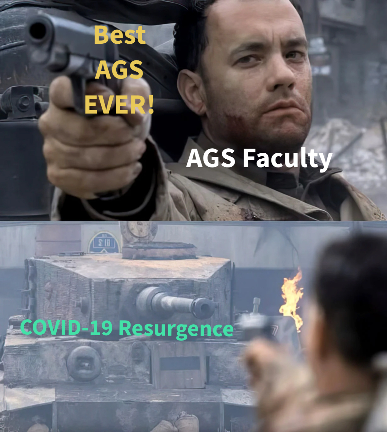 Saving Private Ryan - Tom Hanks vs Tank meme | image tagged in memes | made with Piñata Farms meme generator