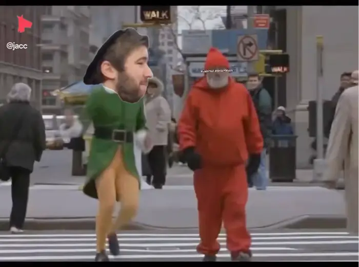 Elf confused a man with Santa meme | image tagged in memes | made with Piñata Farms meme generator