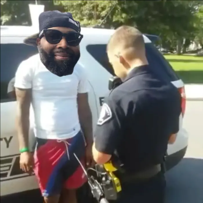 guy pranks the policeman meme | image tagged in memes | made with Piñata Farms meme generator