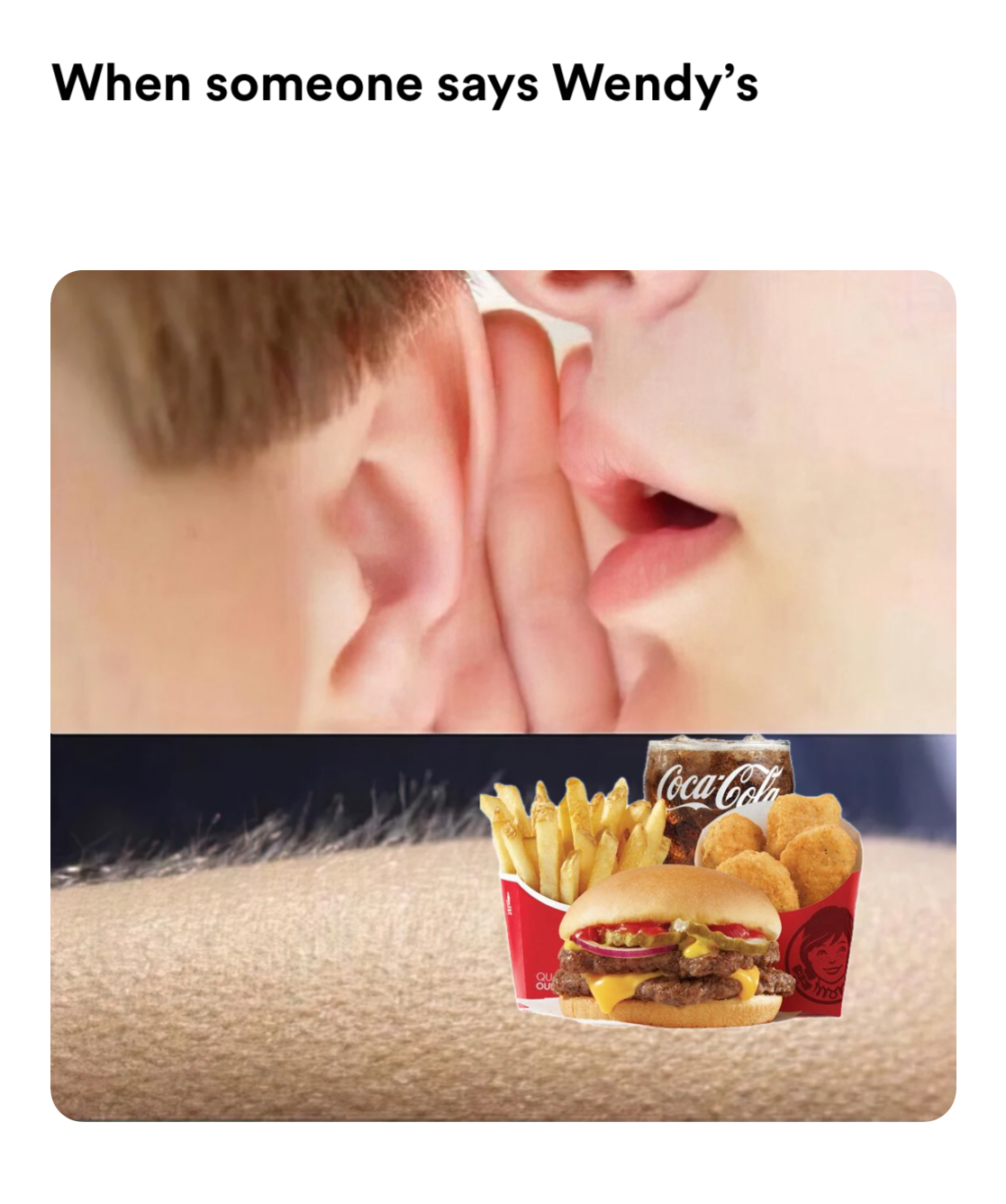 goosebumps meme | When someone says Wendy’s | image tagged in memes | made with Piñata Farms meme generator