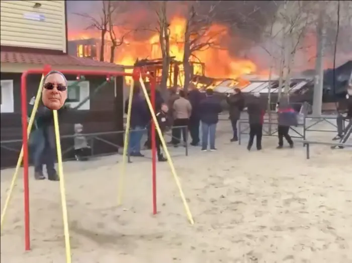 Boy Swings Near Raging Fire meme | image tagged in memes | made with Piñata Farms meme generator