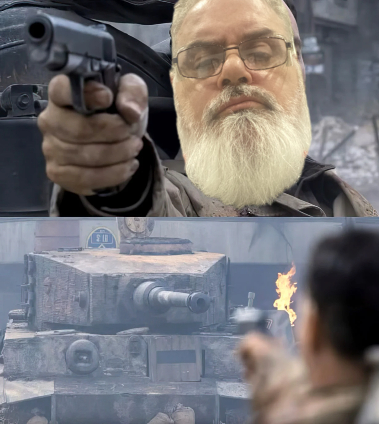 Saving Private Ryan - Tom Hanks vs Tank meme | image tagged in memes | made with Piñata Farms meme generator