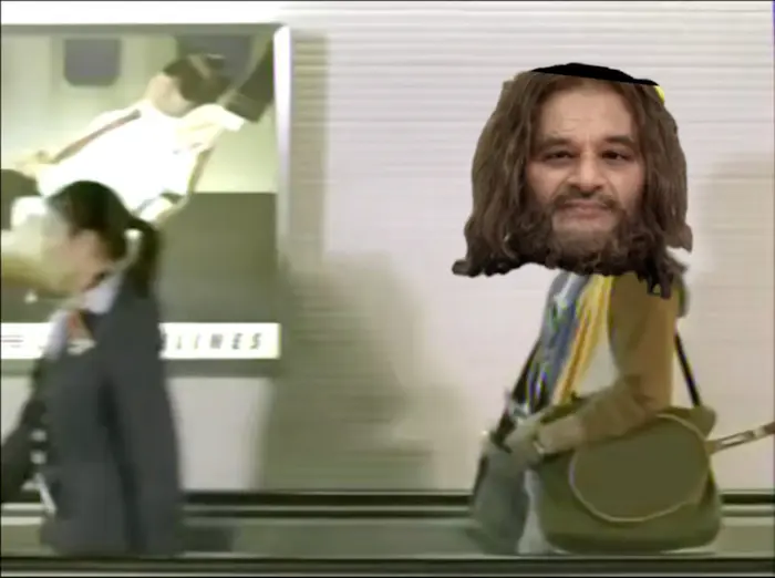 Geico Ad - Caveman at airport meme | image tagged in memes | made with Piñata Farms meme generator