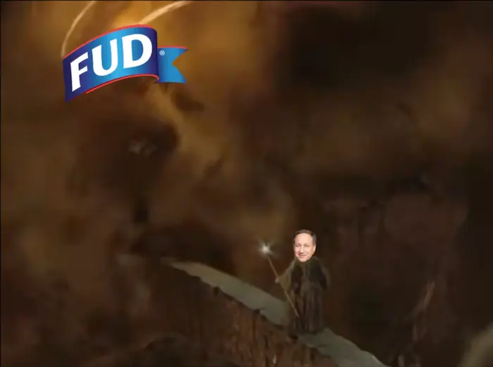 You Shall Not Pass meme | FUD shall not pass! | image tagged in memes | made with Piñata Farms meme generator