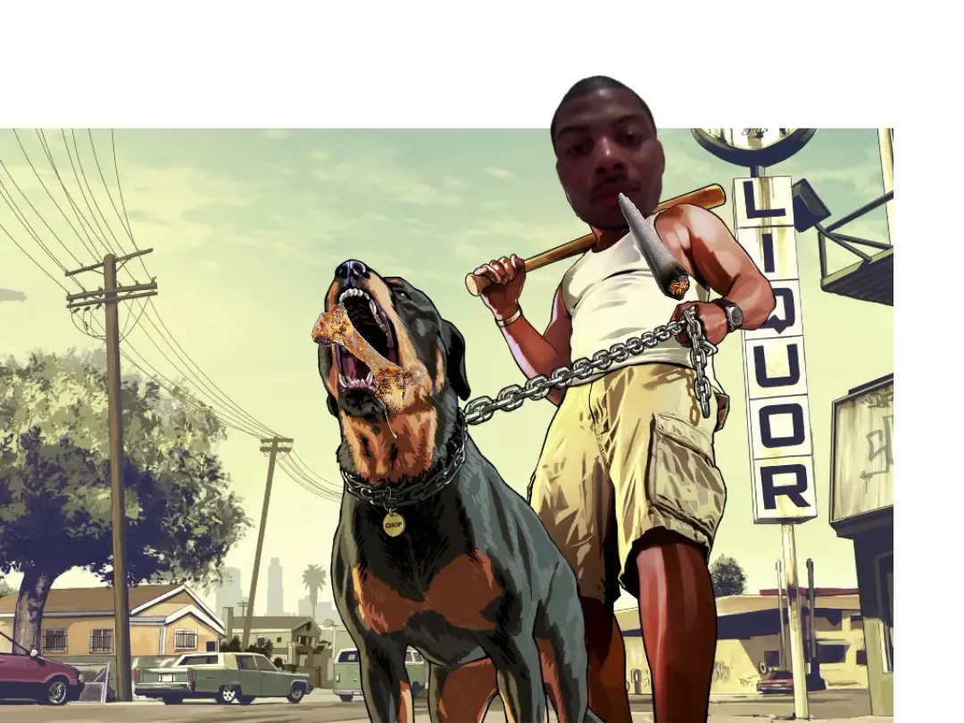 gta dog on a leash meme | image tagged in memes | made with Piñata Farms meme generator