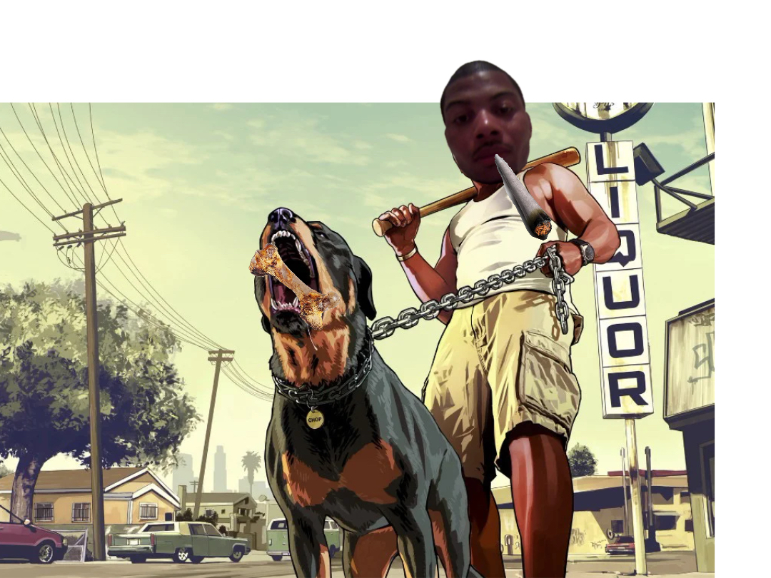 gta dog on a leash meme | image tagged in memes | made with Piñata Farms meme generator