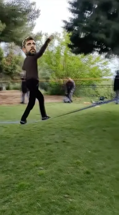 guy is balancing on a rope meme | image tagged in memes | made with Piñata Farms meme generator