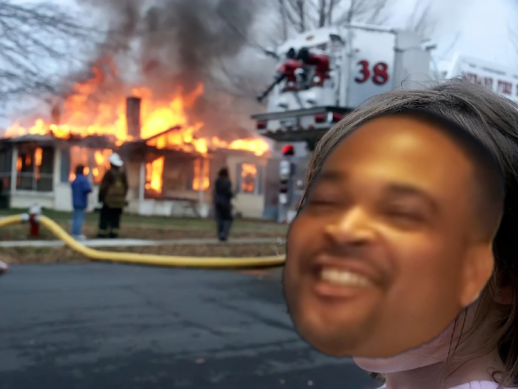 burning house meme | image tagged in memes | made with Piñata Farms meme generator