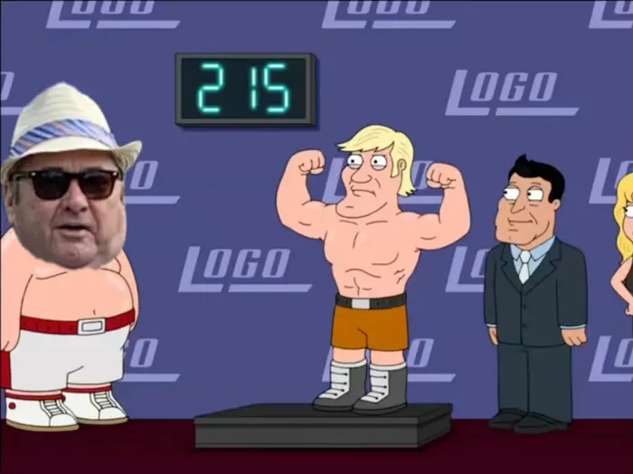 Family guy - boxing Weigh-in meme | image tagged in memes | made with Piñata Farms meme generator