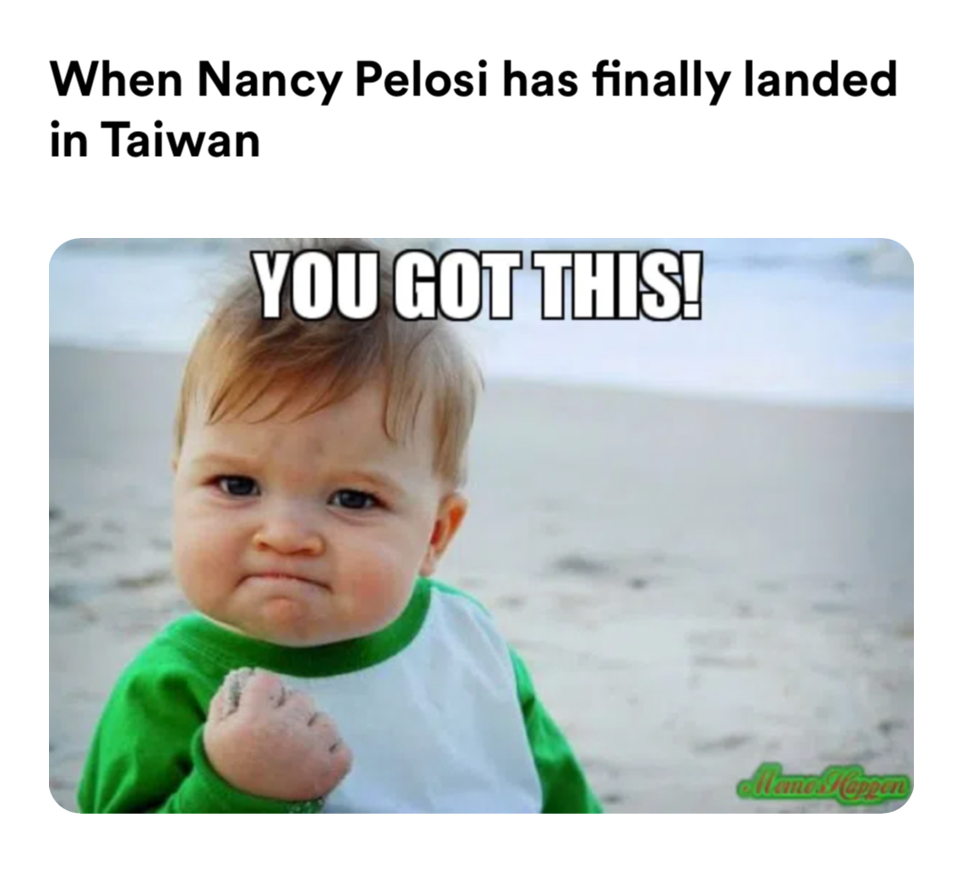you got this meme meme | When Nancy Pelosi has finally landed in Taiwan | image tagged in memes | made with Piñata Farms meme generator