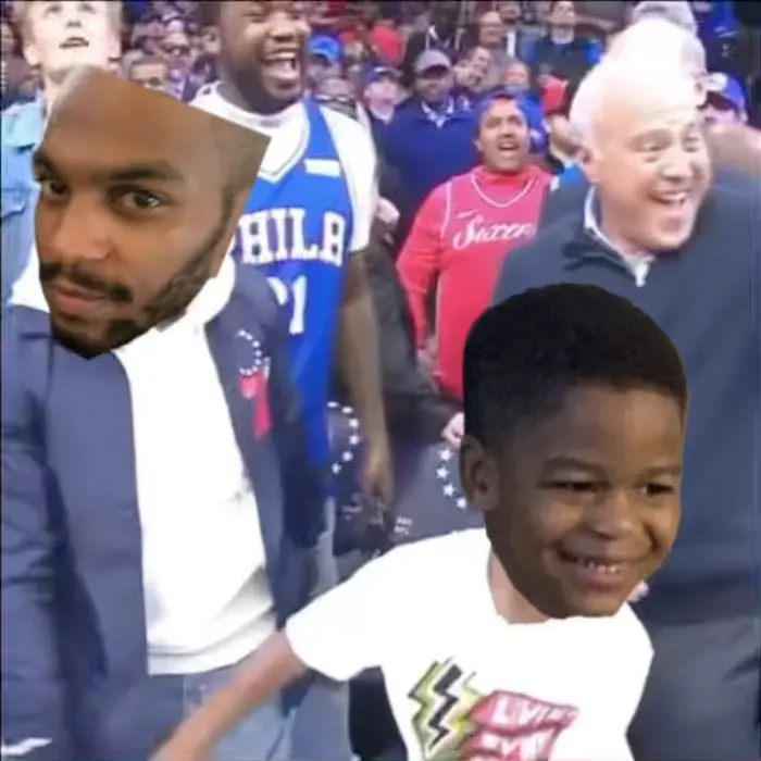 Kevin Hart and a boy dance to Ukrainain song meme | image tagged in memes | made with Piñata Farms meme generator