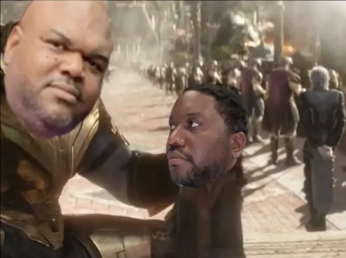 Thanos gives Gamora a switchblade meme | image tagged in memes | made with Piñata Farms meme generator