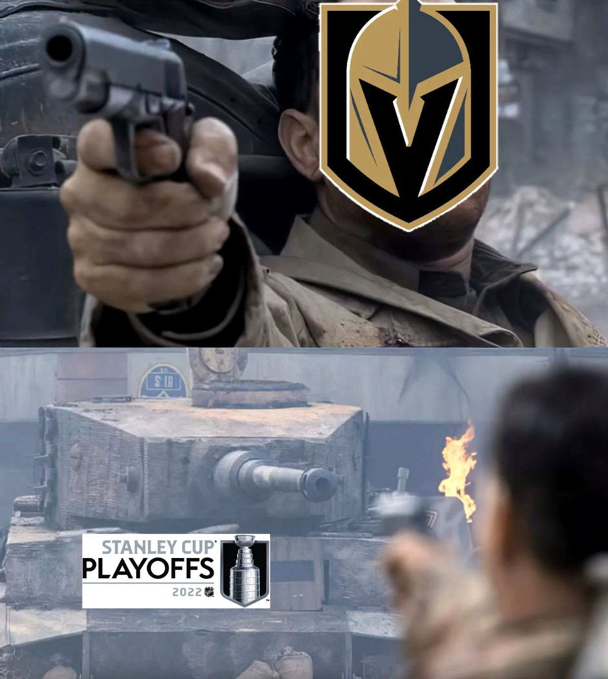 Saving Private Ryan - Tom Hanks vs Tank meme | image tagged in memes | made with Piñata Farms meme generator