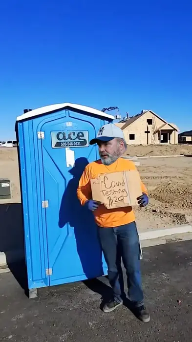 A man doing a Covid test in a smelly toilet meme | image tagged in memes | made with Piñata Farms meme generator