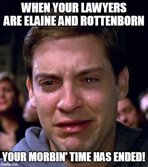 WHEN YOUR LAWYERS ARE ELAINE AND ROTTENBORN; YOUR MORBIN' TIME HAS ...