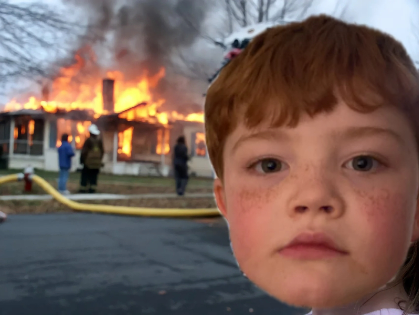 burning house meme | image tagged in memes | made with Piñata Farms meme generator