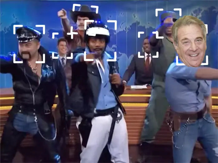 Fake Village People appear on SNL meme | image tagged in memes | made with Piñata Farms meme generator