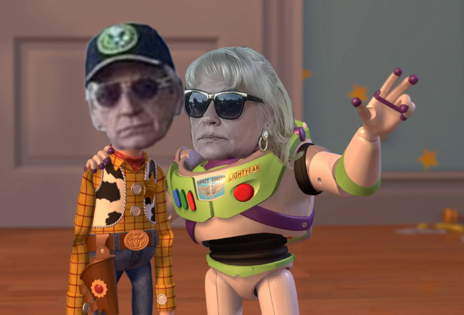 Buzz showing woody something meme | image tagged in memes | made with Piñata Farms meme generator