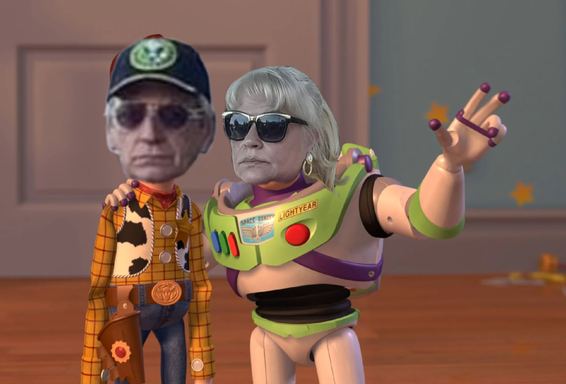 Buzz showing woody something meme | image tagged in memes | made with Piñata Farms meme generator