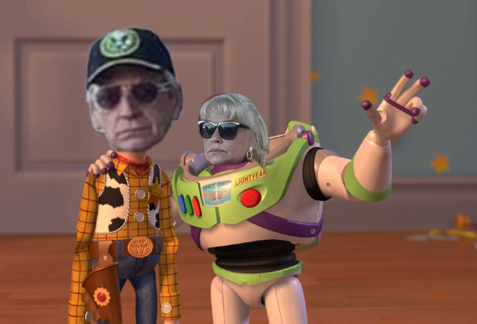 Buzz showing woody something meme | image tagged in memes | made with Piñata Farms meme generator