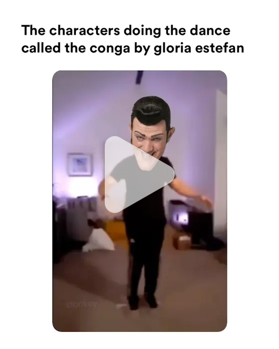 The characters doing the dance called the conga by gloria estefan video