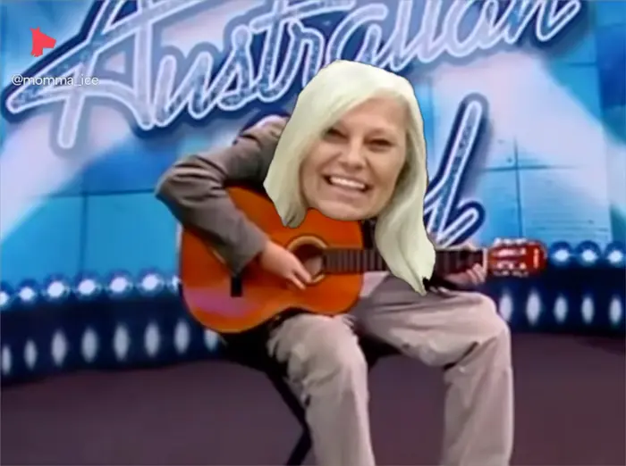 man sings Imagine on the Talent Show meme | No Women on Stage? 🤣🤣🤣 So observant of the she dog, Old Lil Lying Linda Carol.  There is an audience | image tagged in memes | made with Piñata Farms meme generator