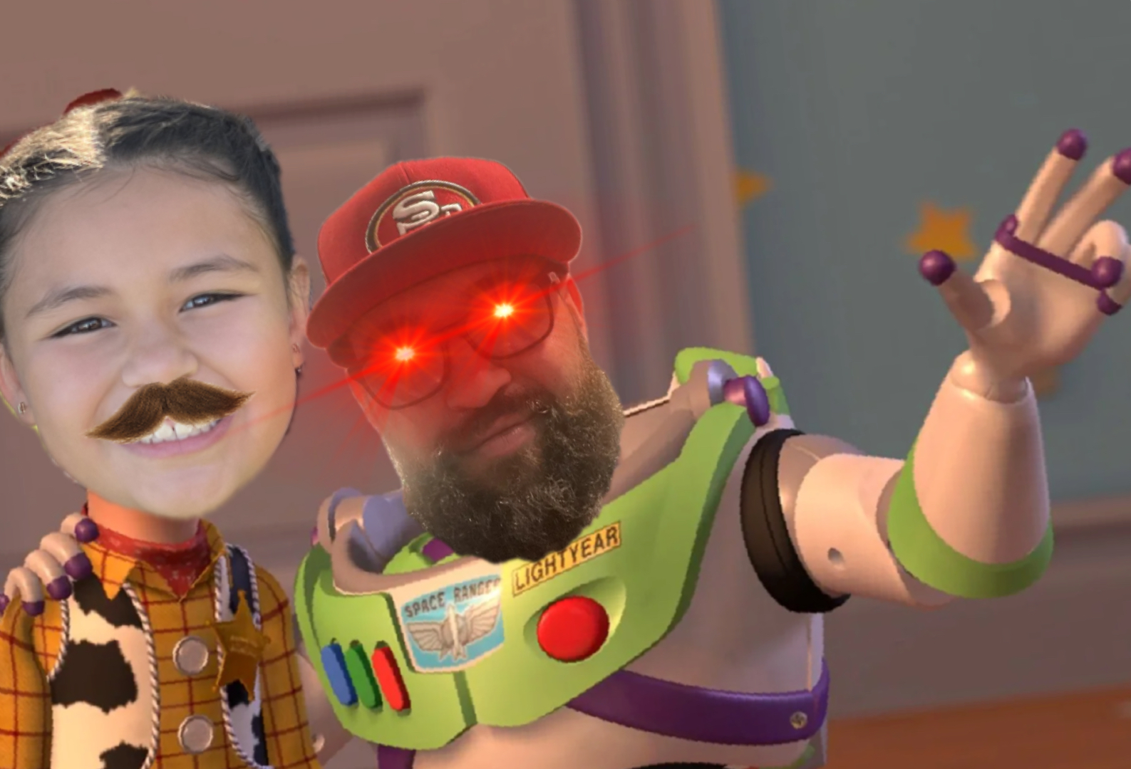 Buzz showing woody something meme | image tagged in memes | made with Piñata Farms meme generator