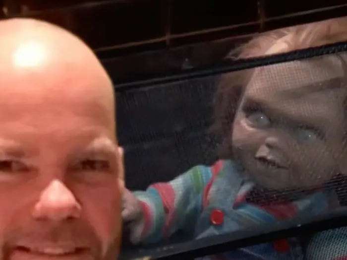 Chucky Burns in a fire meme | image tagged in memes | made with Piñata Farms meme generator