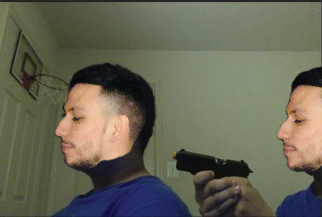 pointing a gun at yourself meme | image tagged in memes | made with Piñata Farms meme generator