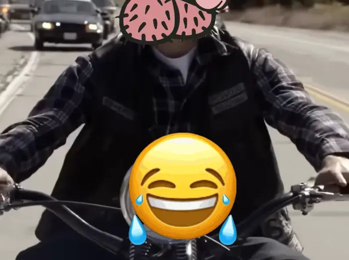Riding on motorcycle meme | Death to all the dick heads 😂😂😂😂😂#yoyo64 | image tagged in memes: yoyo64 | made with Piñata Farms meme generator