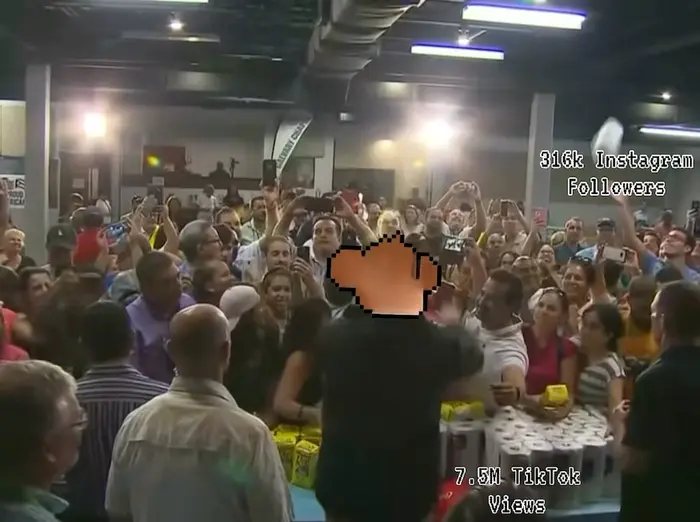 Trump is throwing paper towels in the crowd meme | image tagged in memes | made with Piñata Farms meme generator