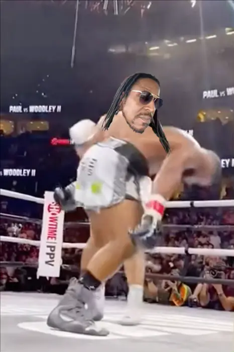 Jake Paul Knocks Out Tyron Woodley meme | image tagged in memes | made with Piñata Farms meme generator