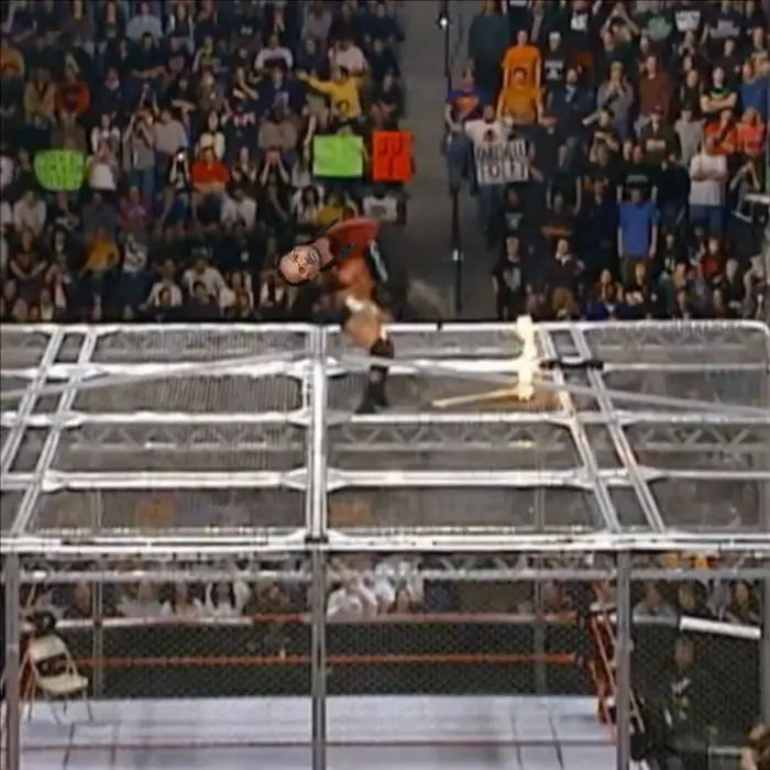 Hell in the Cage match Triple H versus cactus Jack meme | image tagged in memes | made with Piñata Farms meme generator