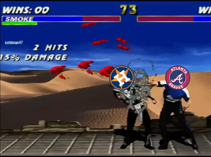 Mortal Kombat 3 Smoke vs Stryker meme | image tagged in memes | made with Piñata Farms meme generator