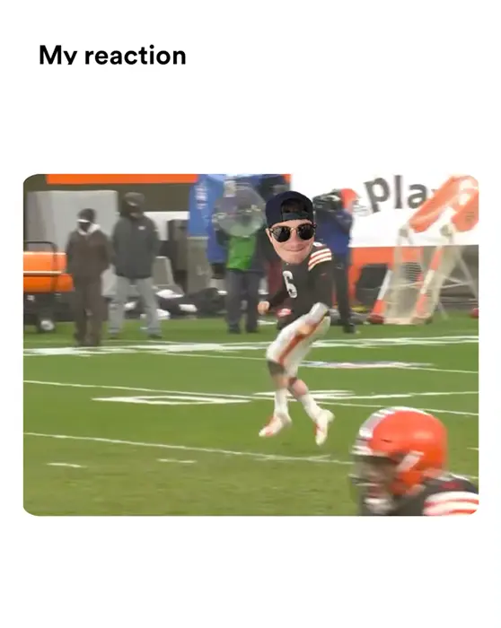 Baker Mayfield' Baby steps meme | Mv reaction | image tagged in memes | made with Piñata Farms meme generator