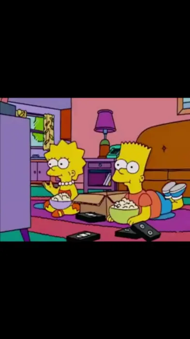 Bart & Lisa eating popcorn TV meme | image tagged in memes | made with Piñata Farms meme generator